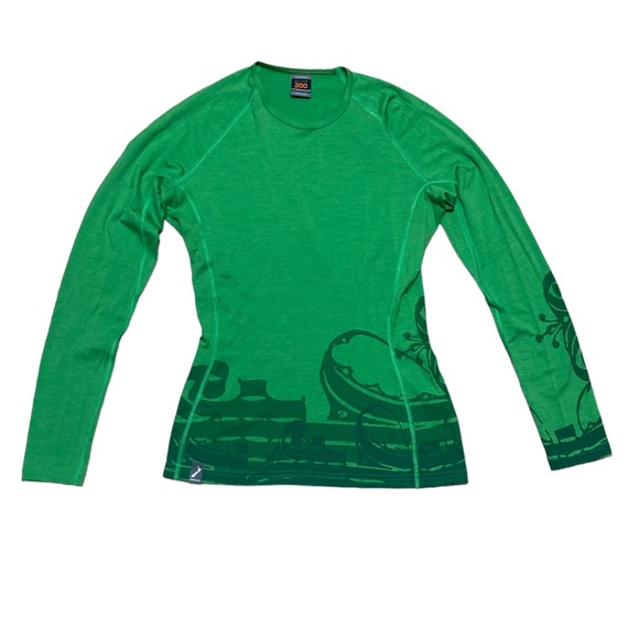 Icebreaker Printed Merino Wool Base Layer Bodyfit+ 200 Women’s size S in Green - Picture 2 of 10